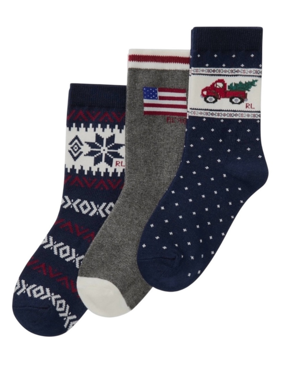 Polo Ralph Lauren Little and Big Boys' Holiday Truck Socks, 3-Piece Set